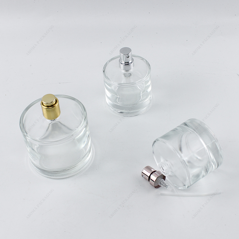 Round Glass Perfume Bottle With Metal Pump